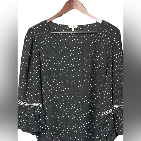 Max Studio London Womens Printed Tunic Blouse Blacl and White Polka Dots Large - Picture 6 of 16